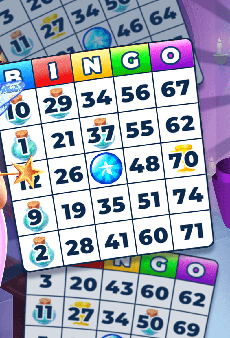 A Bingo Story card mid-round with numbers daubed across it