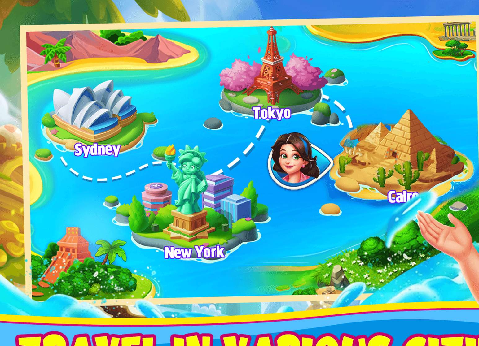 The Bravo Bingo world map showing destinations including Sydney, Tokyo, New York and Cairo